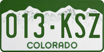 CO license plate 013KSZ