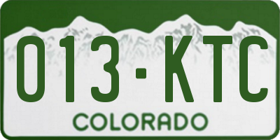 CO license plate 013KTC
