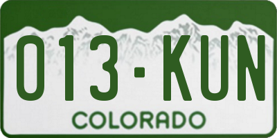 CO license plate 013KUN