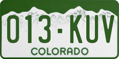 CO license plate 013KUV