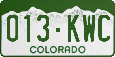 CO license plate 013KWC