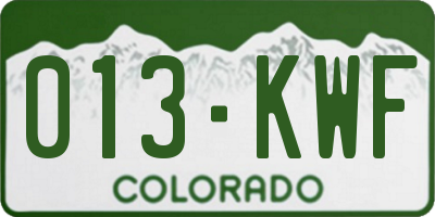 CO license plate 013KWF