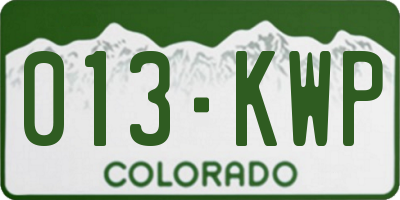 CO license plate 013KWP