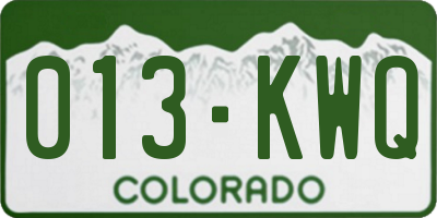 CO license plate 013KWQ