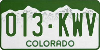 CO license plate 013KWV