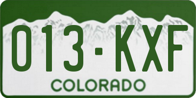 CO license plate 013KXF