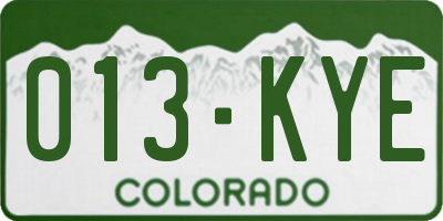 CO license plate 013KYE