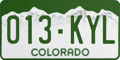 CO license plate 013KYL