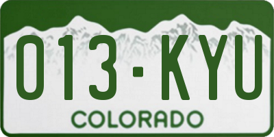 CO license plate 013KYU