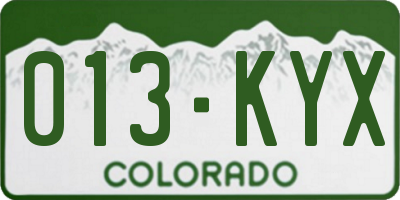 CO license plate 013KYX
