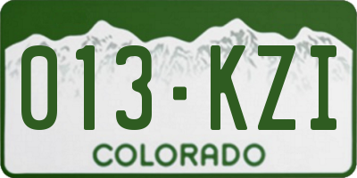 CO license plate 013KZI