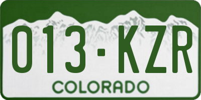 CO license plate 013KZR