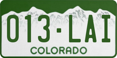CO license plate 013LAI