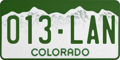 CO license plate 013LAN