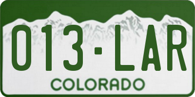 CO license plate 013LAR