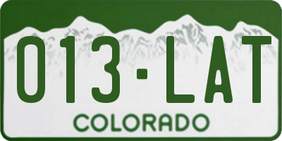 CO license plate 013LAT
