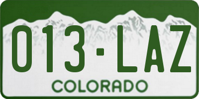 CO license plate 013LAZ