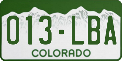 CO license plate 013LBA