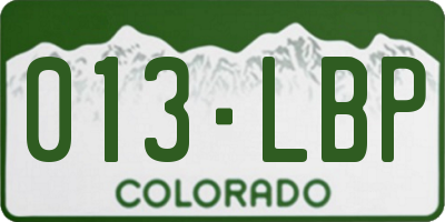 CO license plate 013LBP