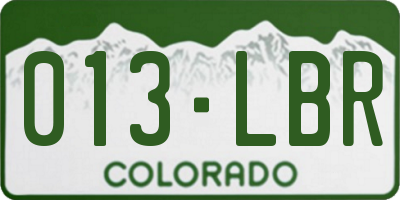 CO license plate 013LBR