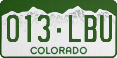 CO license plate 013LBU