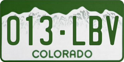 CO license plate 013LBV