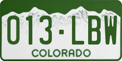 CO license plate 013LBW