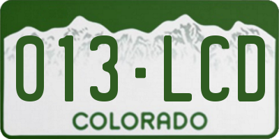 CO license plate 013LCD