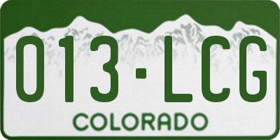 CO license plate 013LCG