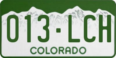 CO license plate 013LCH