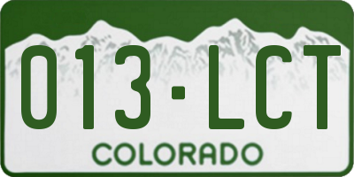 CO license plate 013LCT