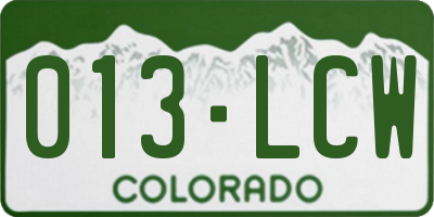 CO license plate 013LCW