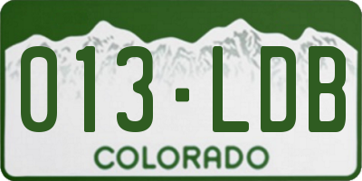 CO license plate 013LDB