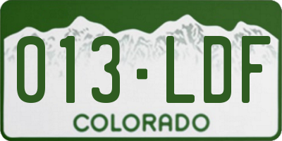 CO license plate 013LDF