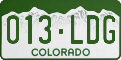 CO license plate 013LDG
