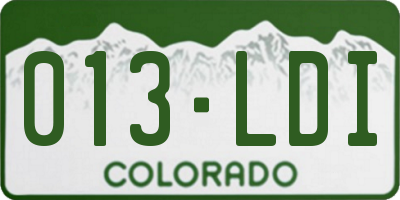 CO license plate 013LDI