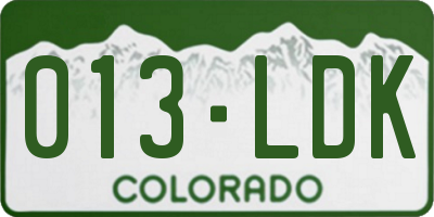 CO license plate 013LDK