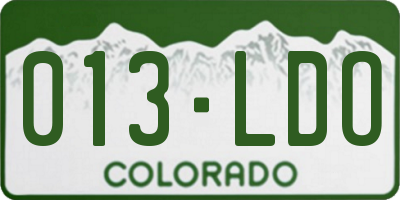 CO license plate 013LDO