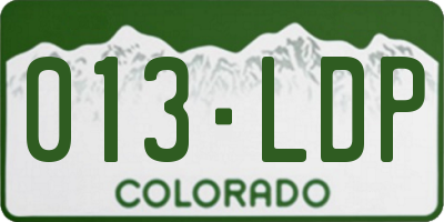 CO license plate 013LDP