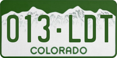CO license plate 013LDT