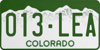 CO license plate 013LEA
