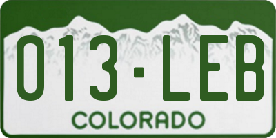 CO license plate 013LEB
