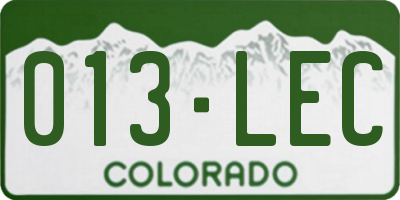 CO license plate 013LEC