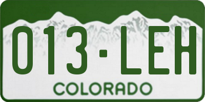 CO license plate 013LEH
