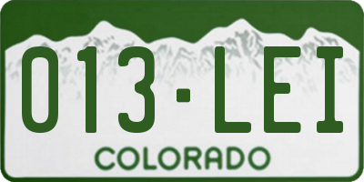 CO license plate 013LEI