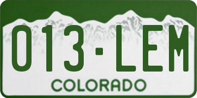 CO license plate 013LEM