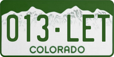 CO license plate 013LET