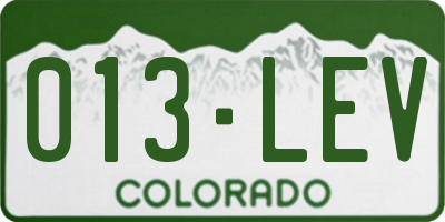CO license plate 013LEV
