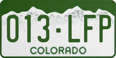 CO license plate 013LFP