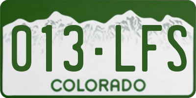 CO license plate 013LFS